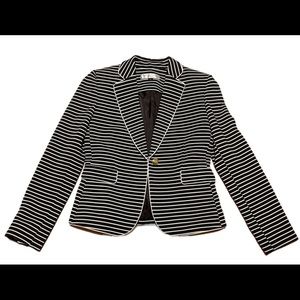 Tahari-Levine 1 Button Black/White Striped Blazer Jacket Polyester Size 4